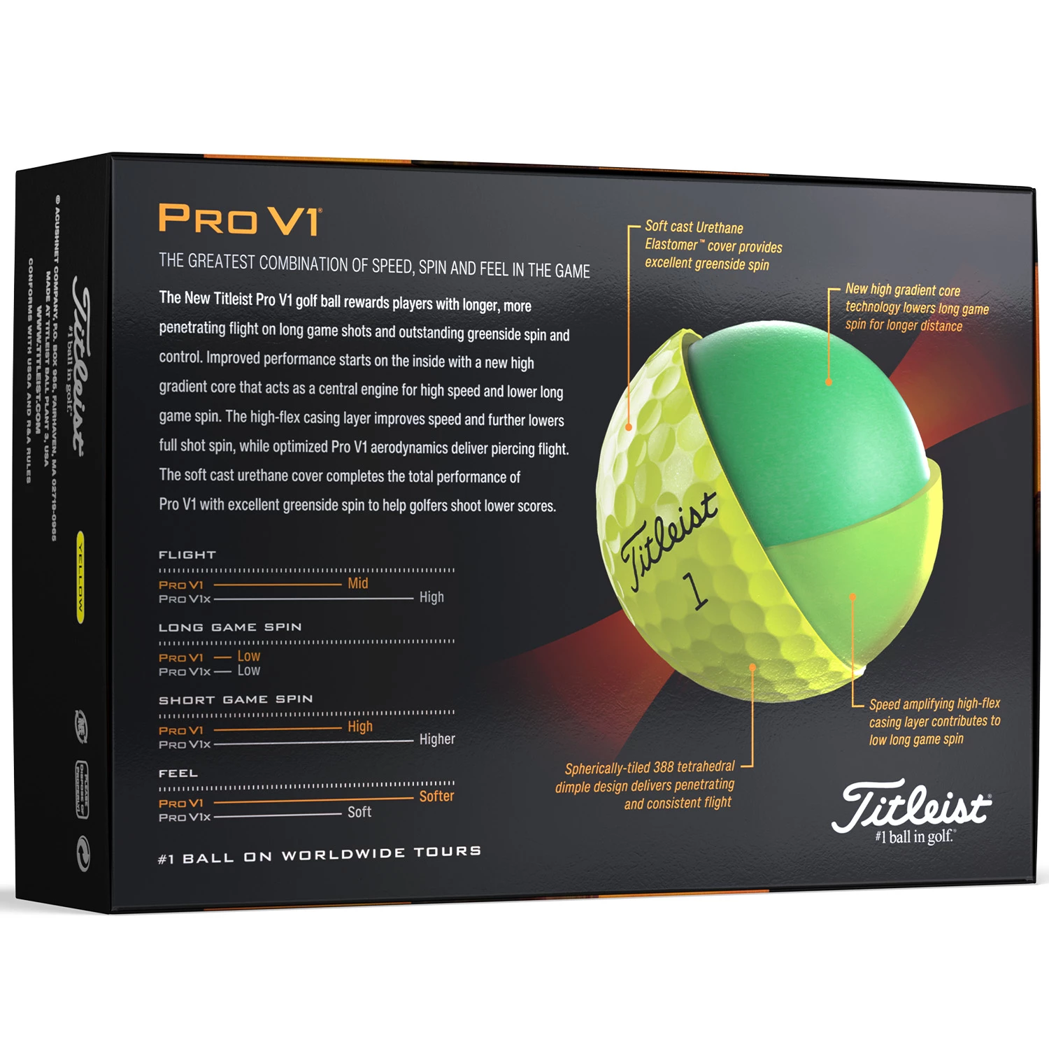 Titleist 2023 Pro V1 Golf Balls - Yellow / Dozen 9 Titleist 2023 Pro V1 Golf Balls - Yellow / Dozen - Image 7